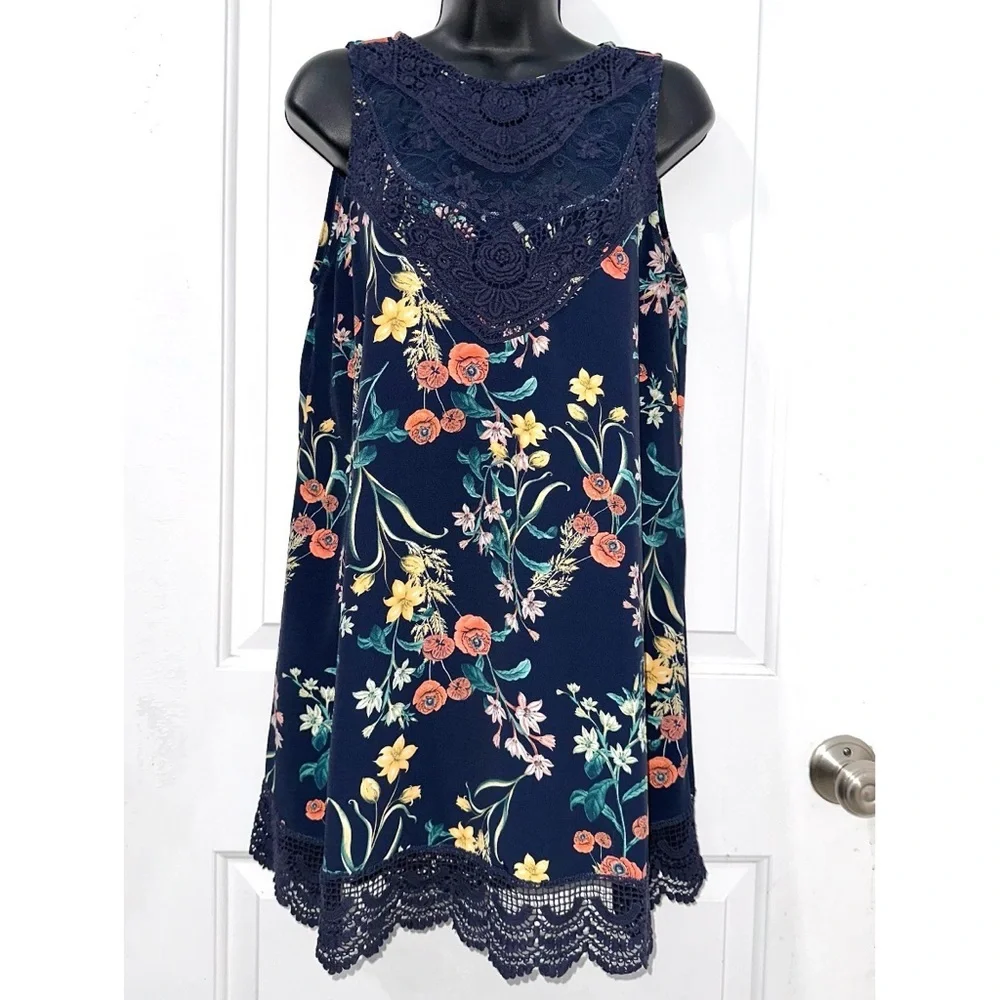 Jodifl dark blue floral print tunic slip dress